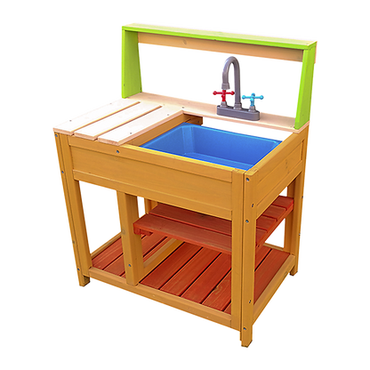 Childrens Outdoor Play Mud Kitchen Sand Pit with Display Shelf