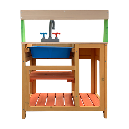 Childrens Outdoor Play Mud Kitchen Sand Pit with Display Shelf