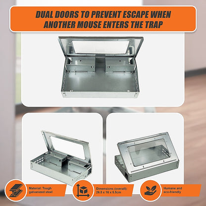 5x Humane Mice Trap Reusable Safe Catching Metal Mouse Multi Live Catcher