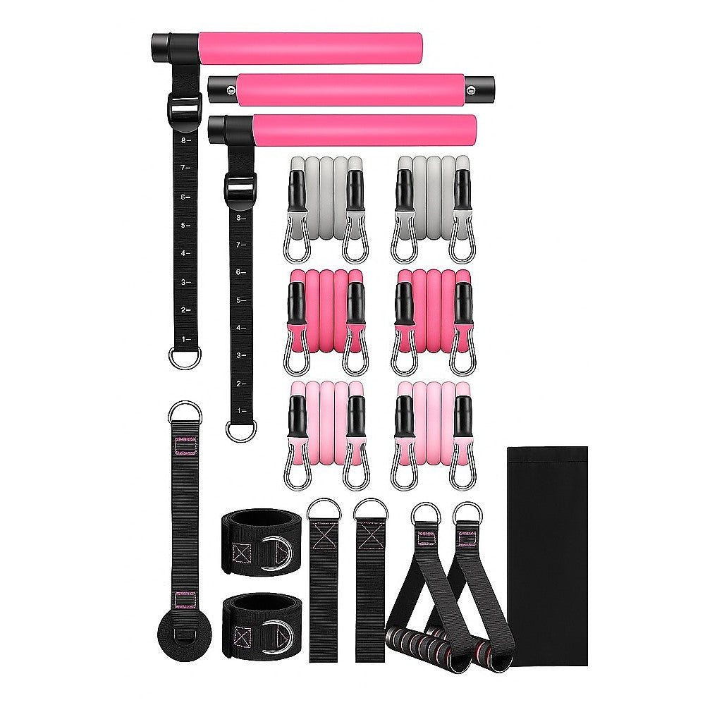 14pc Pilates Bar Kit with Resistance Bands & Belt – Multifunctional Fitness Pedal Puller for Home Workout
