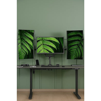 Triple Computer Monitor Mount Stand – Desk Clamp with 3 Adjustable Arms for Multi-Screen Display Setup