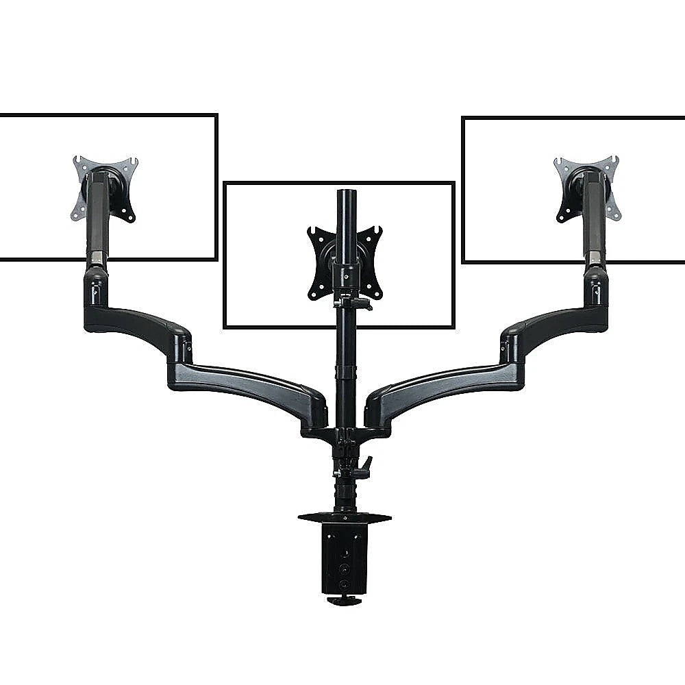 Triple Computer Monitor Mount Stand – Desk Clamp with 3 Adjustable Arms for Multi-Screen Display Setup