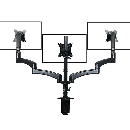 Triple Computer Monitor Mount Stand – Desk Clamp with 3 Adjustable Arms for Multi-Screen Display Setup