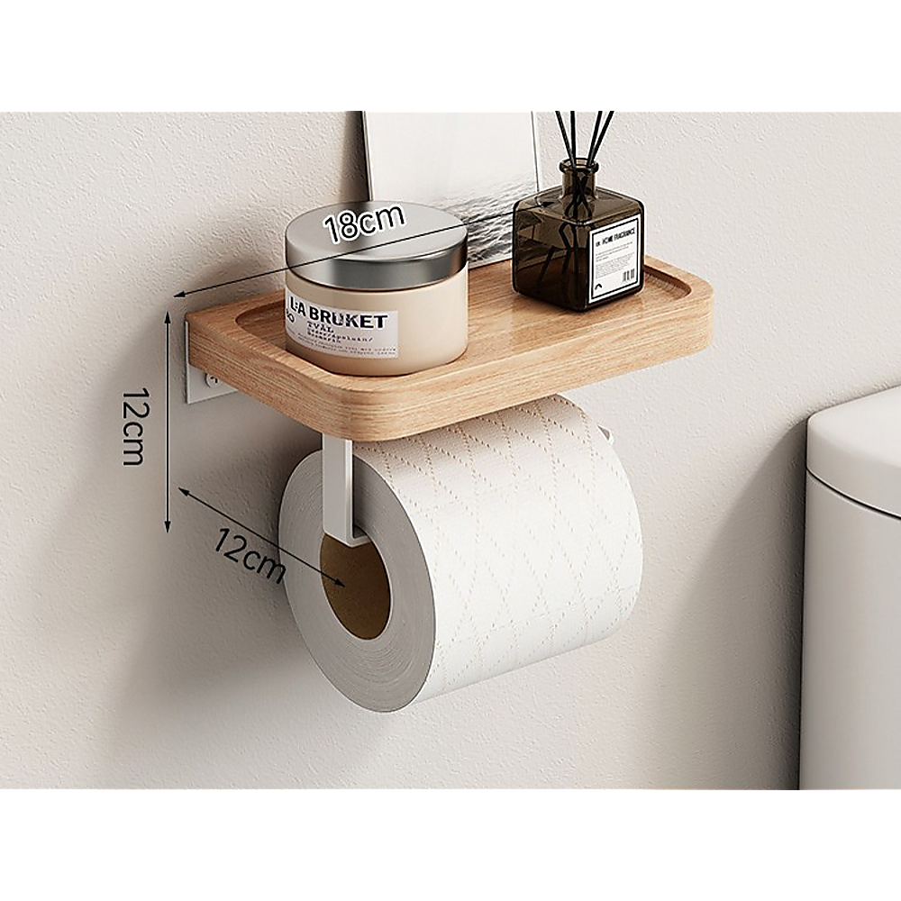 Toilet Paper Holder with Shelf Wall Mounted Bathroom Storage