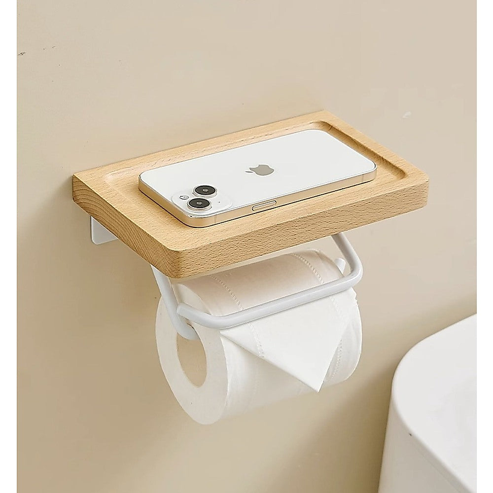 Toilet Paper Holder with Shelf Wall Mounted Bathroom Storage