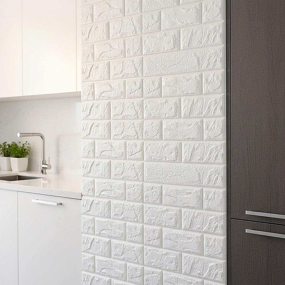 3D Brick Wall Tile Stickers 60x30cm – 50 Pack Peel & Stick Wallpaper