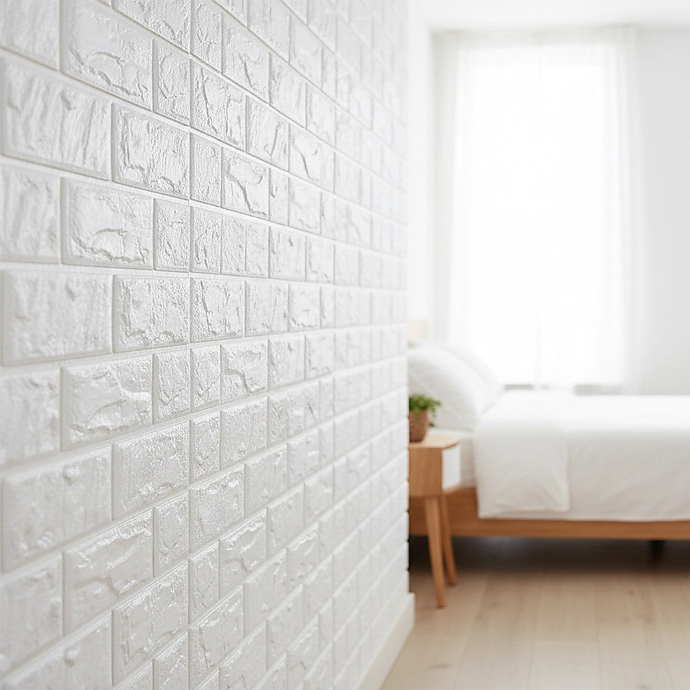 3D Brick Wall Tile Stickers 60x30cm – 50 Pack Peel & Stick Wallpaper
