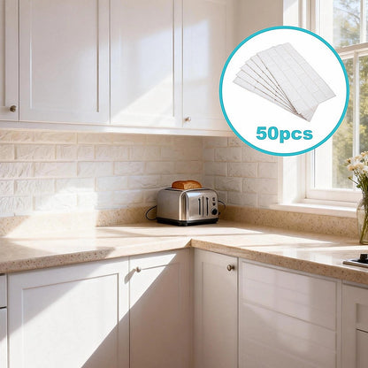 3D Brick Wall Tile Stickers 60x30cm – 50 Pack Peel & Stick Wallpaper