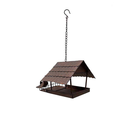 Rust Hanging Birdhouse w 2 Birds 42cm