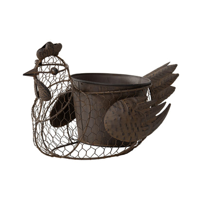 Chicken Wire Chook w Pot & Handle 35cm