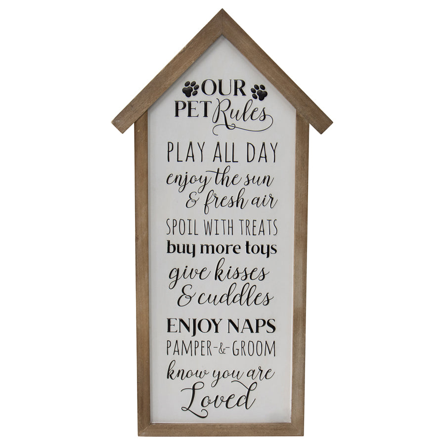 Our Pet Rules Wall Sign 33x66cm