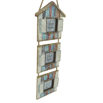 Handcrafted 3-Photo Frame Hanging Beach Houses 78cm