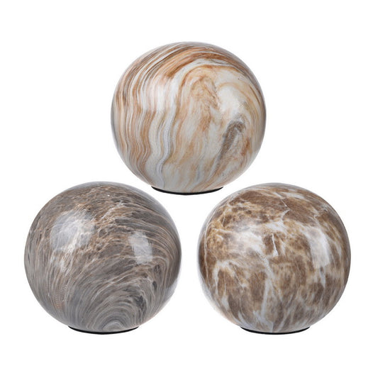Set 3 Brown Marbleized Balls 10cm