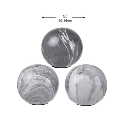 Set 3 Grey Marbleized Balls 10cm