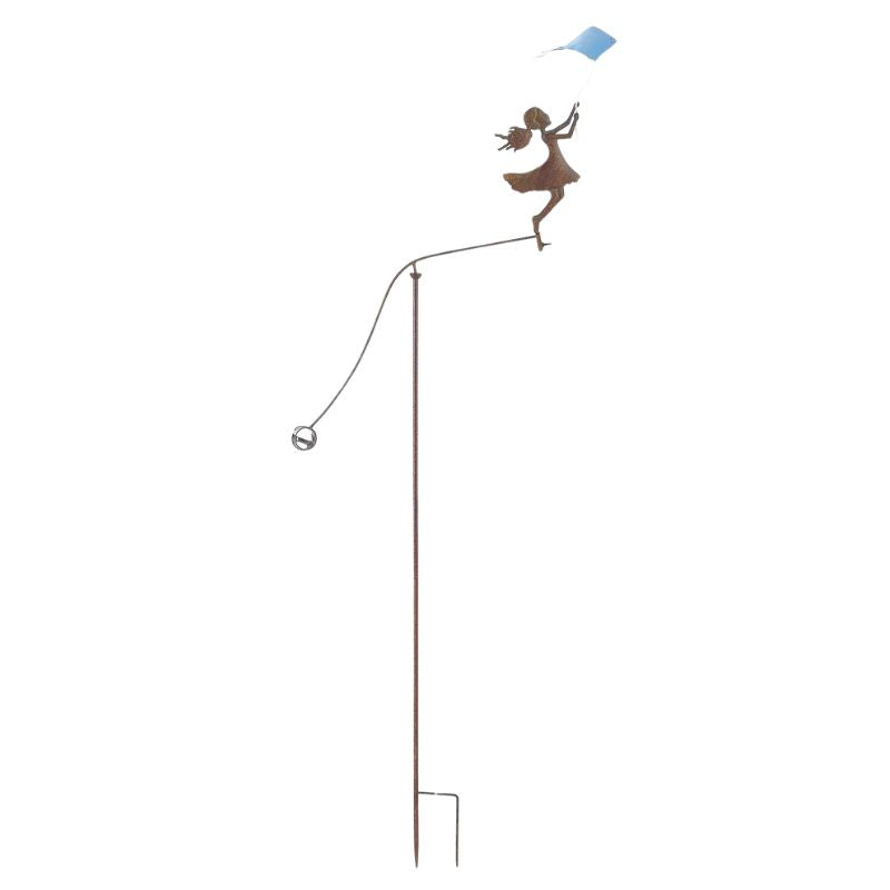 Girl w Blue Kite Spinner / Balancing Garden Stake 66cm