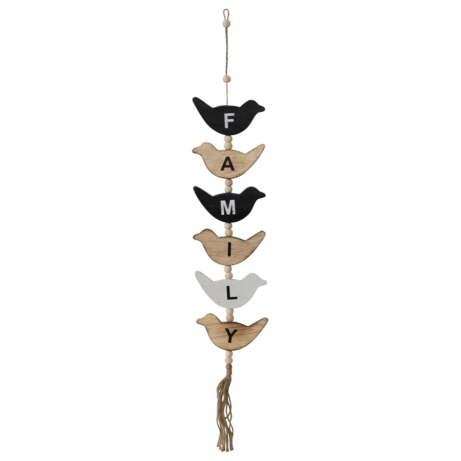 Handcrafted Hanging Bird Family Mobile 15x85cm