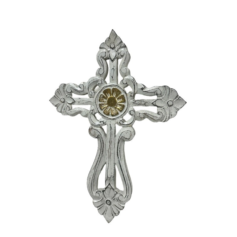 Handcrafted Cross W Gold Centre 21cm