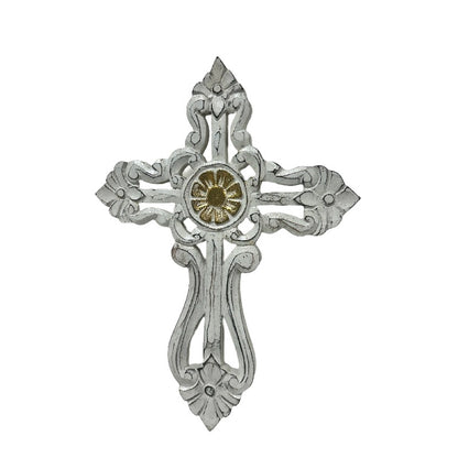 Handcrafted Cross W Gold Centre 21cm