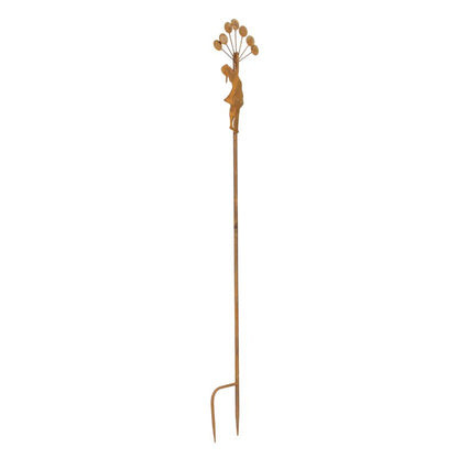 Rust Girl w Balloons Garden Stake 125cm