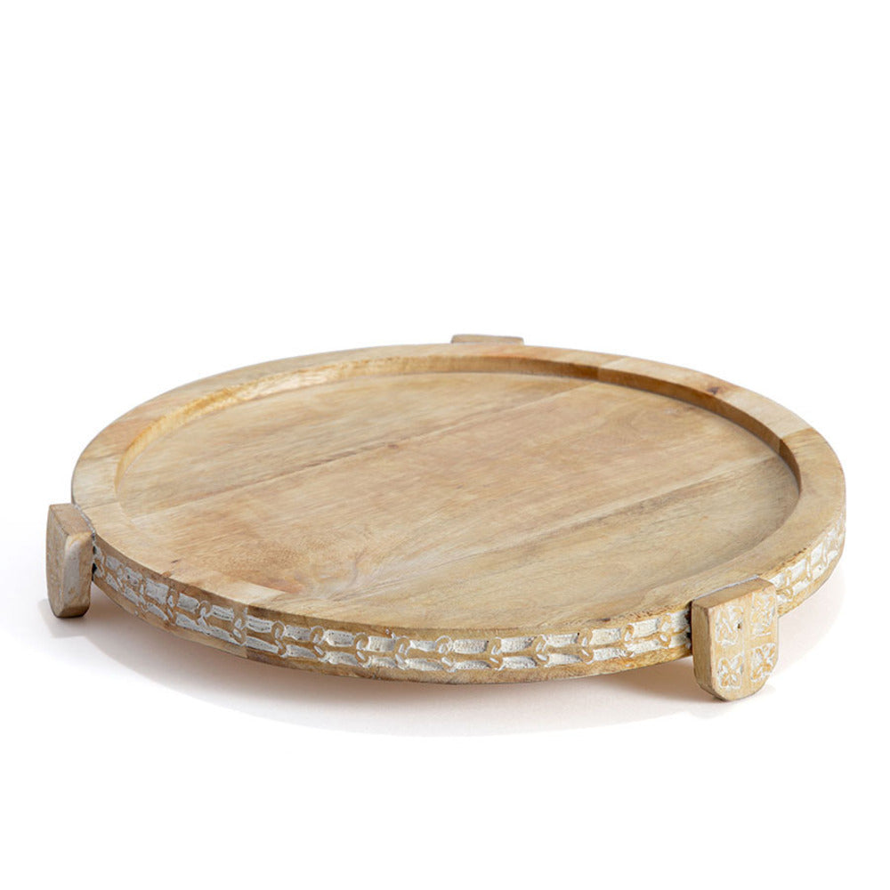 Mango Wood Round Footed Cake Stand 30cm