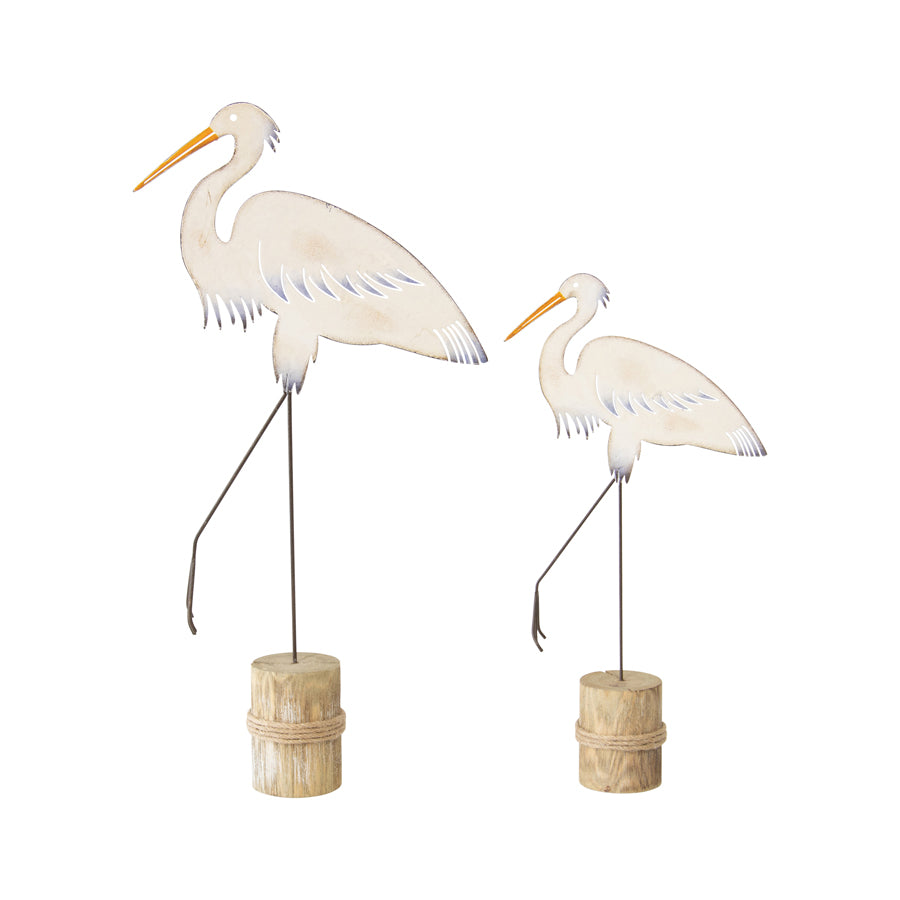 Set 2 Herons on Wooden Stump 49cm