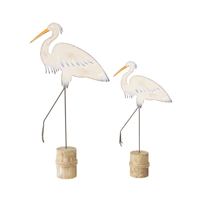 Set 2 Herons on Wooden Stump 49cm