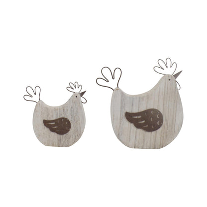 Set 2 Mum & Child French Country Chooks 17cm