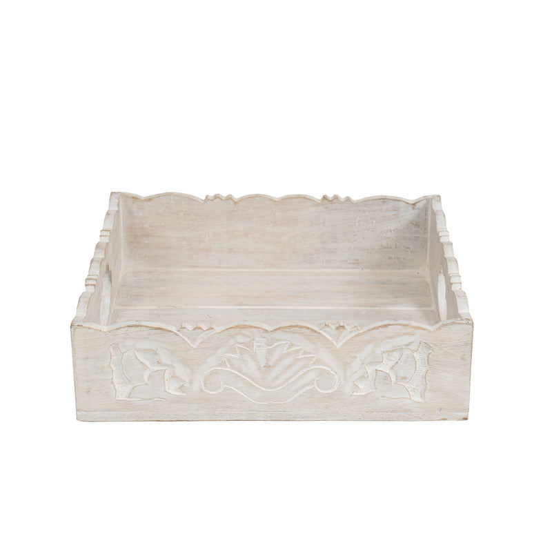 Handcrafted Carved Square Tray 30cm