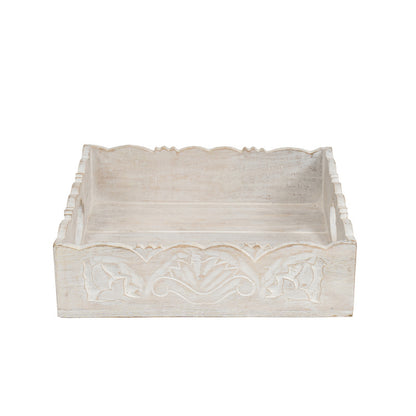 Handcrafted Carved Square Tray 30cm