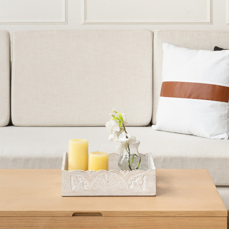 Handcrafted Carved Square Tray 30cm