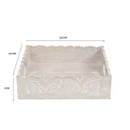 Handcrafted Carved Square Tray 30cm