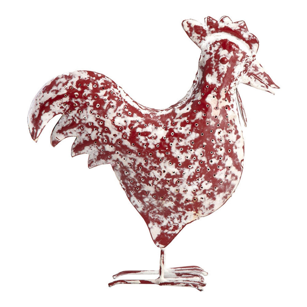 Set 2 Assorted Handcrafted Distressed Red Rooster & Chook 33cm
