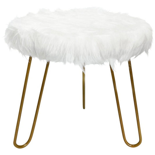 Faux Fur Shaggy White 3 Legged Child Stool / Footstool 30cm