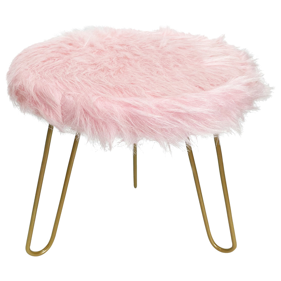 Faux Fur Shaggy Pink 3 Legged Child Stool / Footstool 30cm