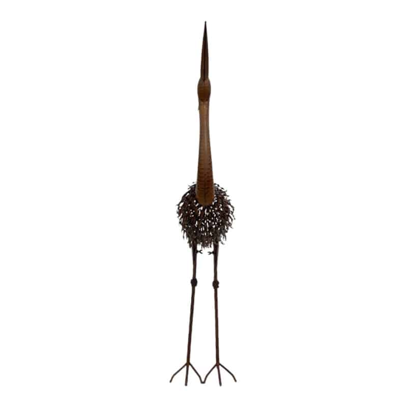 Rust Crane Bird 'Looking Up' Statue 38cm
