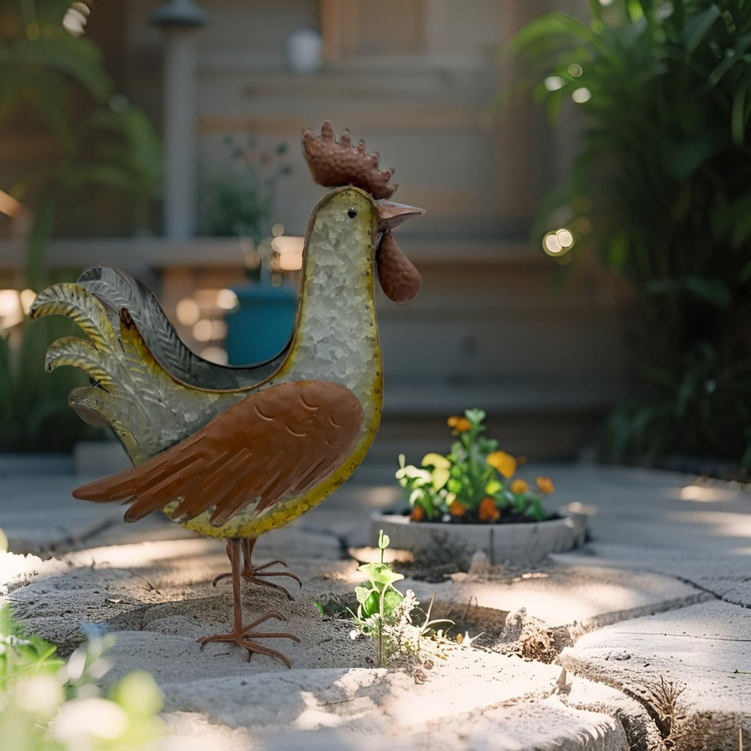 Distress Finish Rooster Planter / Storage Holder 39cm