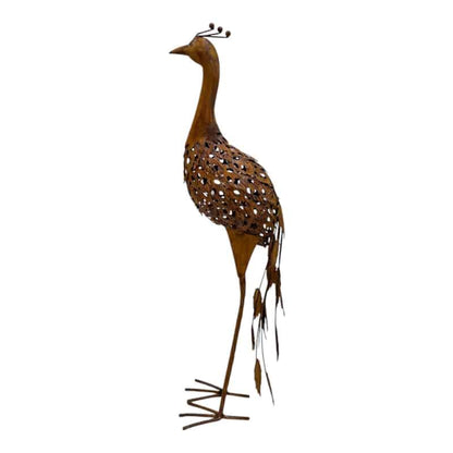 Rust Standing Peacock Garden Statue 60cm