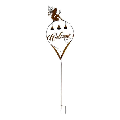 Welcome Garden Stake w Fairy + Bells 87cm