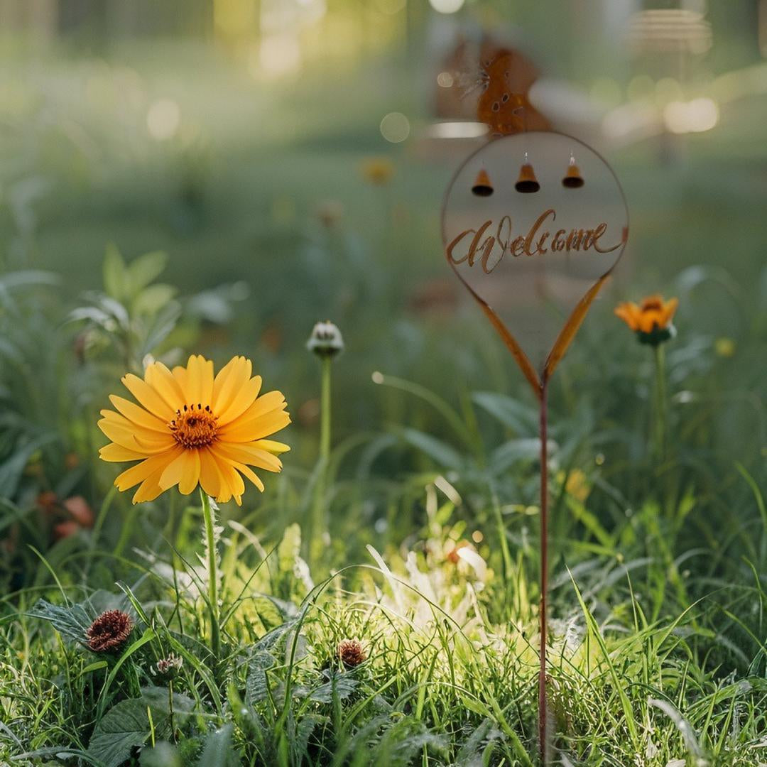 Welcome Garden Stake w Fairy + Bells 87cm