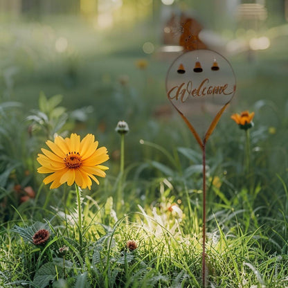 Welcome Garden Stake w Fairy + Bells 87cm