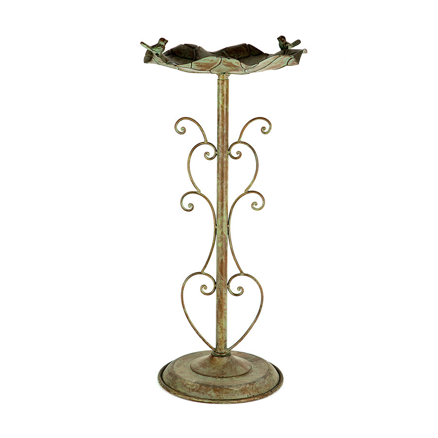 Lilypad Birdbath On Ornate Stand 36x66cm