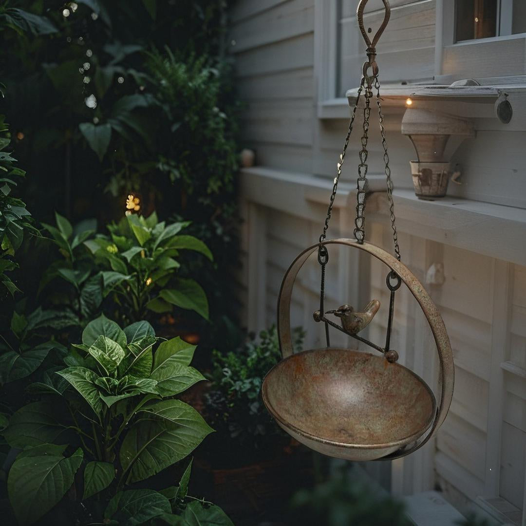 Hanging Birdfeeder w Bird on Swing 48cm