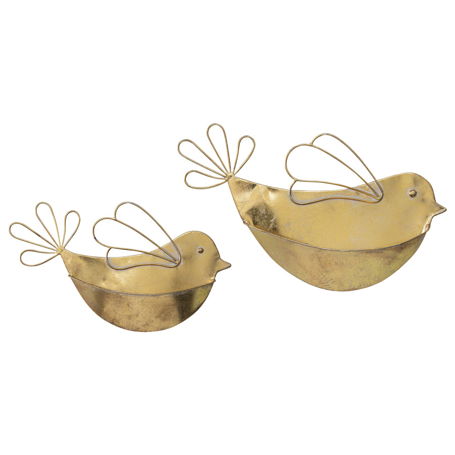 Set 2 Nested Lustre Gold Wall Planters 8x29cm