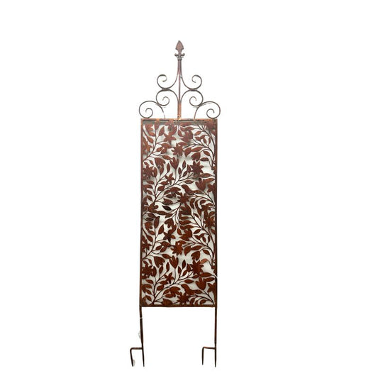 Rust Screen / Wall Art W Fleur De Lis + Removable Stakes 168cm