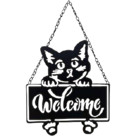 Welcome Cat Metal Sign 27x33cm