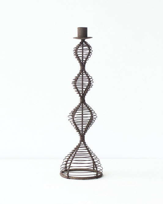 casa-verde-wire-candlestick-dakar-antique-rust-30cm