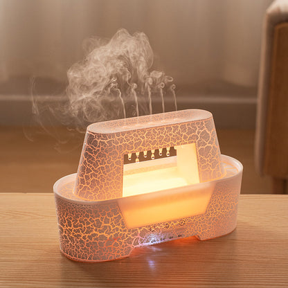 White 300ml Ultrasonic Aroma Diffuser with Cracked Light Design - Cool Mist Humidifier for Home and Office