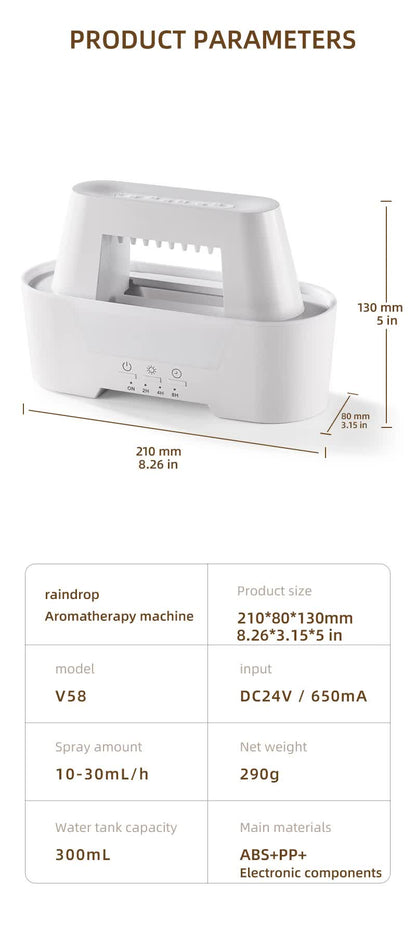 Black 300ml Ultrasonic Aroma Diffuser with Cracked Light Design - Cool Mist Humidifier for Home and Office