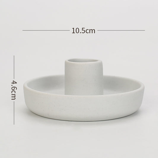 2 Pcs White Oval Bottom Nordic Ceramic Candle Holder with Jewelry Dish - Elegant Minimalist Home Decor Piece