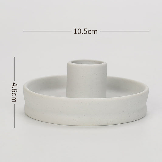 2 Pcs White Straight Bottom Nordic Ceramic Candle Holder with Jewelry Dish - Elegant Minimalist Home Decor Piece